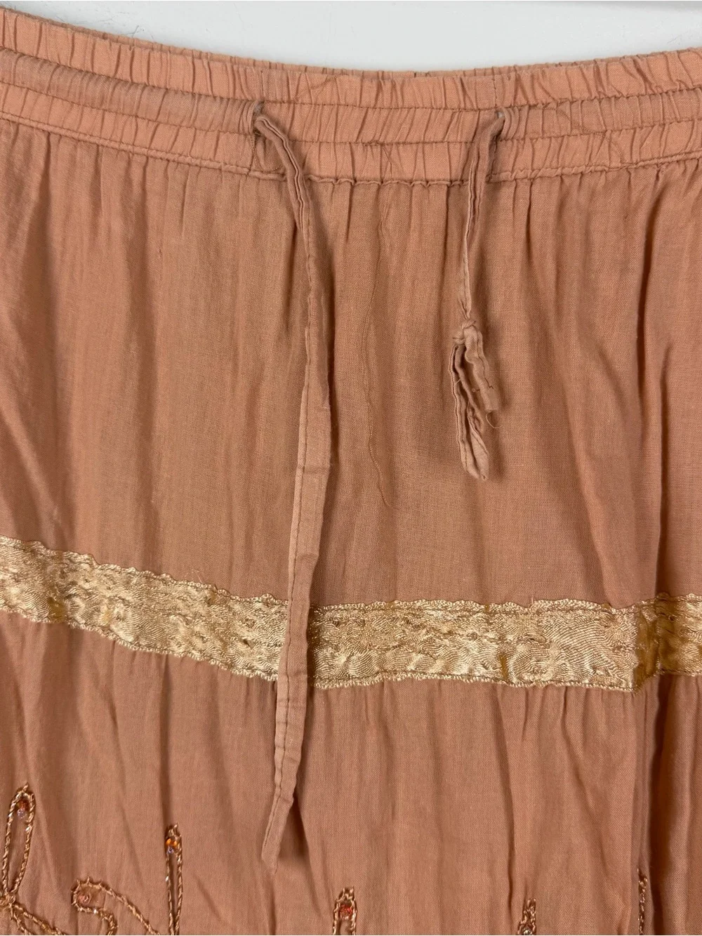 Vintage JMB Orange Tiered Maxi Skirt Embroidered Beaded Boho Forest Fairycore 1X